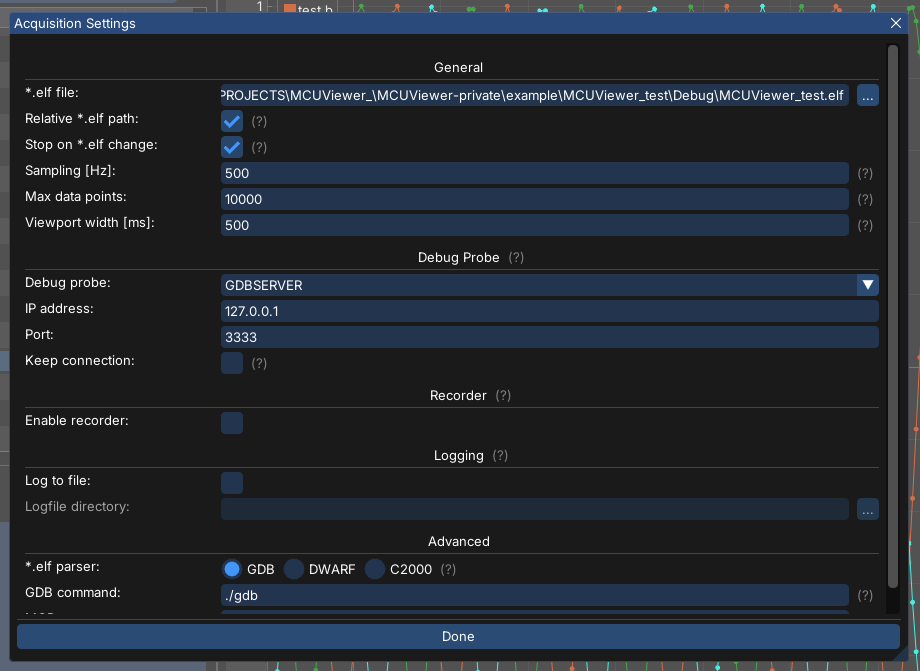 Acquisition Settings